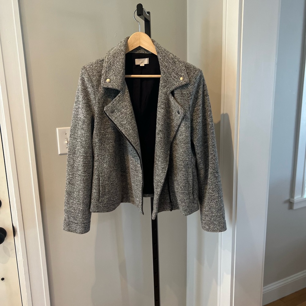 Loft Womens Moto Jacket Grey Size L